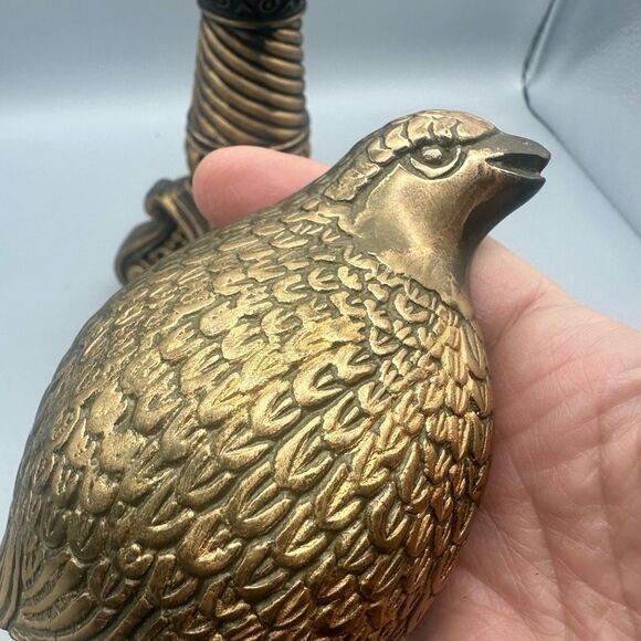 Primitive candlestick with lace dollie, 2 ceramic quail decor - Picture 10 of 15